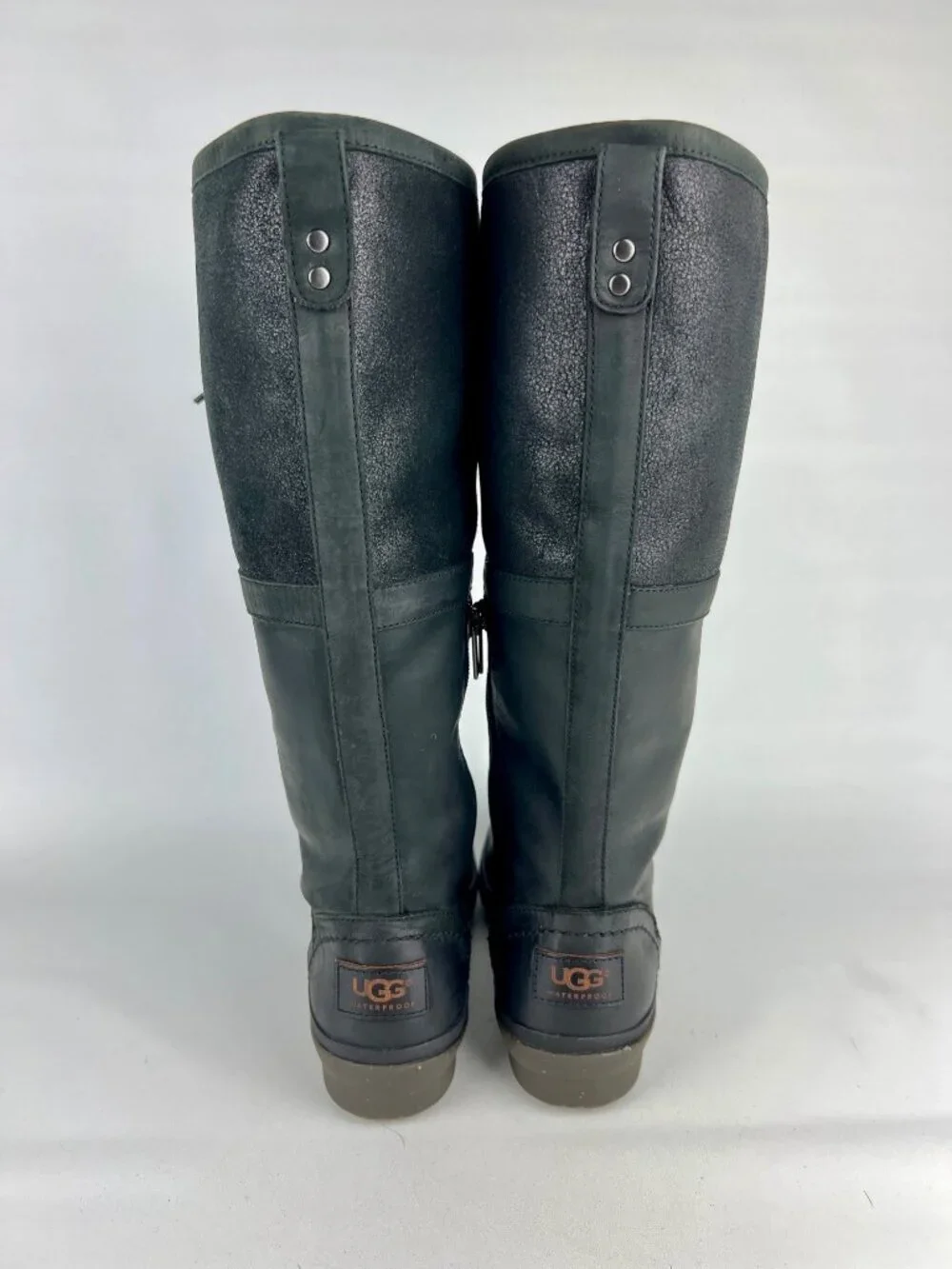 Ugg Womens Elsa Tall Boots 1008438 Black Waterproof Leather Rain Winter size 6